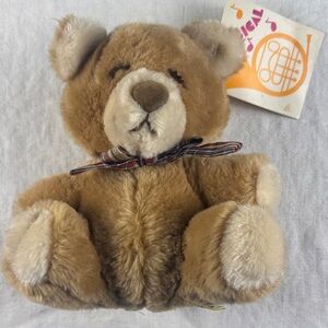 Vintage 1983 Plush Dakin Musical Teddy Bear with Bow Tie